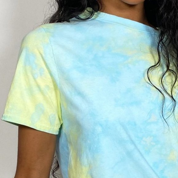 PrettyLittleThing Tops - PrettyLittleThing Blue Tie Dye T Shirt Short Sleeve Top